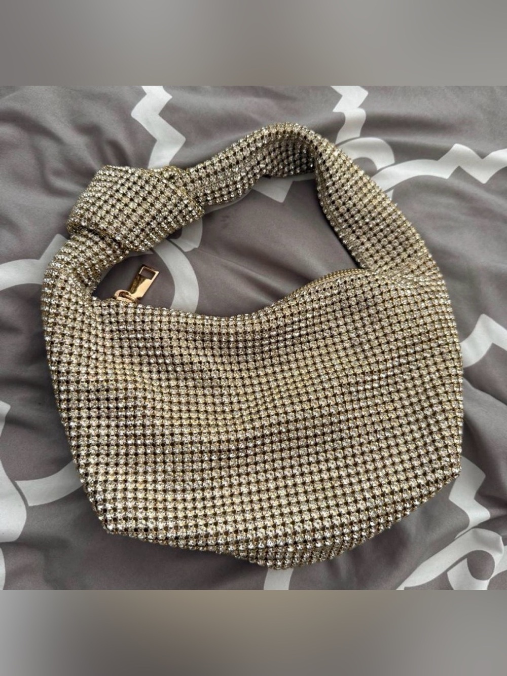 Madison West Gold Crystal Mesh Shoulder Bag